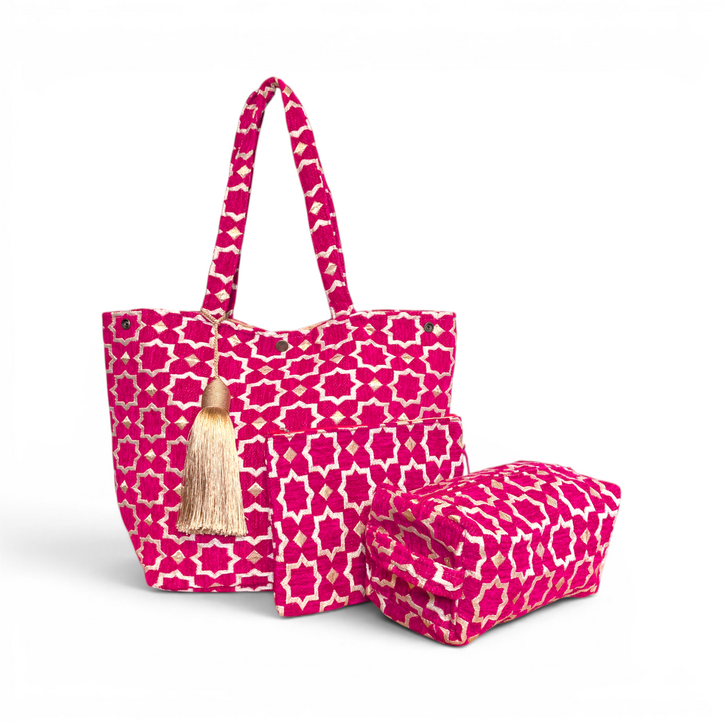 Moroccan Zellige Brocade Set - Pink